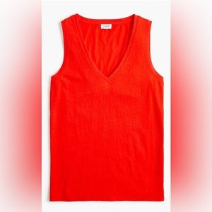 J-Crew V neck cotton casual orange/red color size S